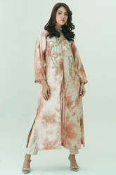 Gul E Noor - Pearl Gold - Beige and Brown - Butter Silk - 2 Piece